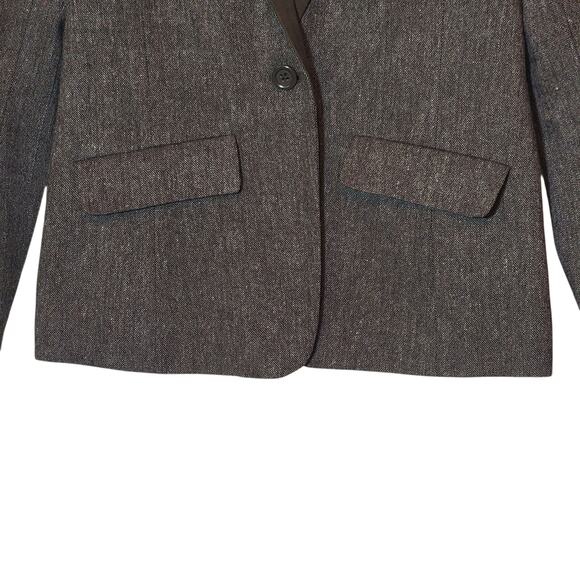 Tinley Road Wool Blazer Brown Faux Suede Lapel Tailored Structured Jacket Size S - Picture 4 of 16